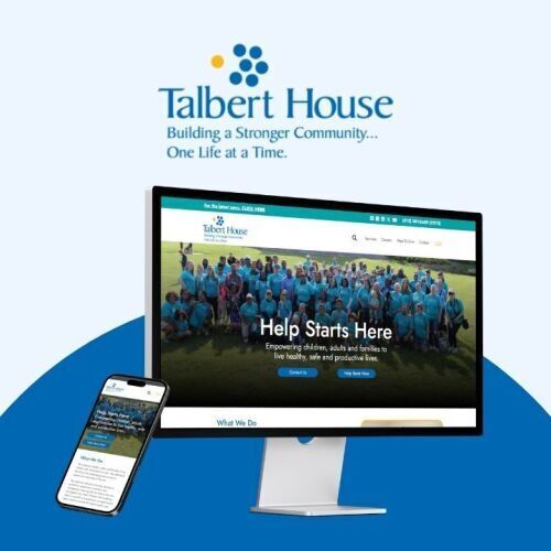 Talbert House website on phone and computer screen with logo